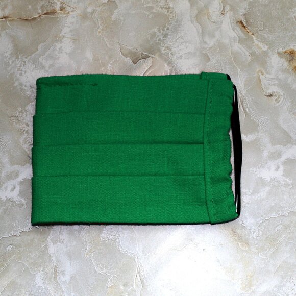 HAND CRAFTED Face Mask Green Cotton Adult Cloth Fabric Solid - Pocket Style - Picture 3 of 14